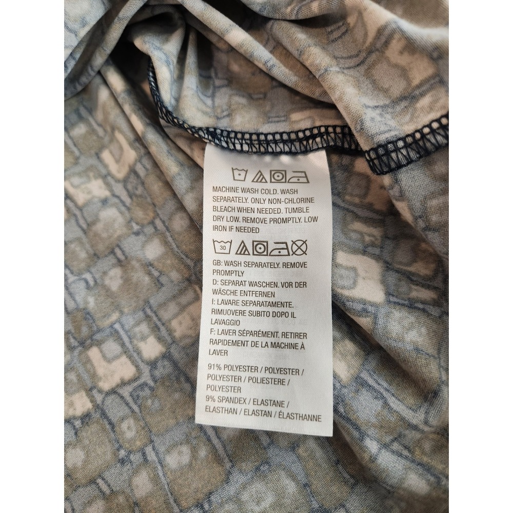 Susan Graver Blue Geometric Block Print Tunic Ruched Flared Sleeves Size‎ 1X - Picture 9 of 9